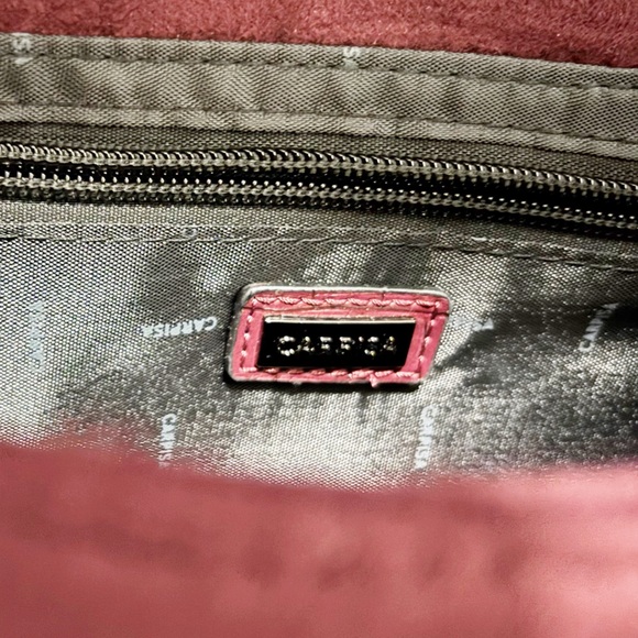 Elegant Croc-Embossed Suede Crossbody Burgundy Flap Ring Hardware 2 Straps - Picture 15 of 16